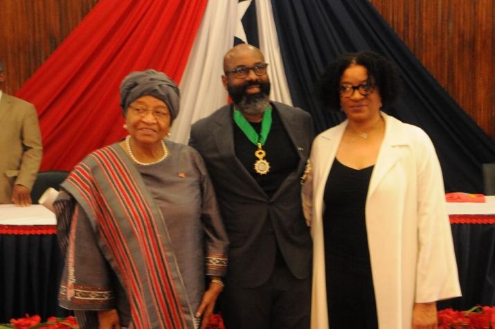 President Sirleaf joined by Mr. and Mrs. Richelieu Dennis 